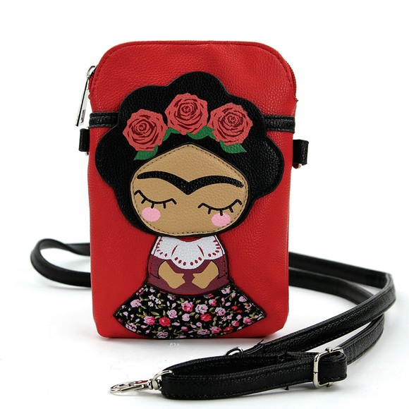 Red Crossbody Bag with Artistic Design - Picture 1 of 3